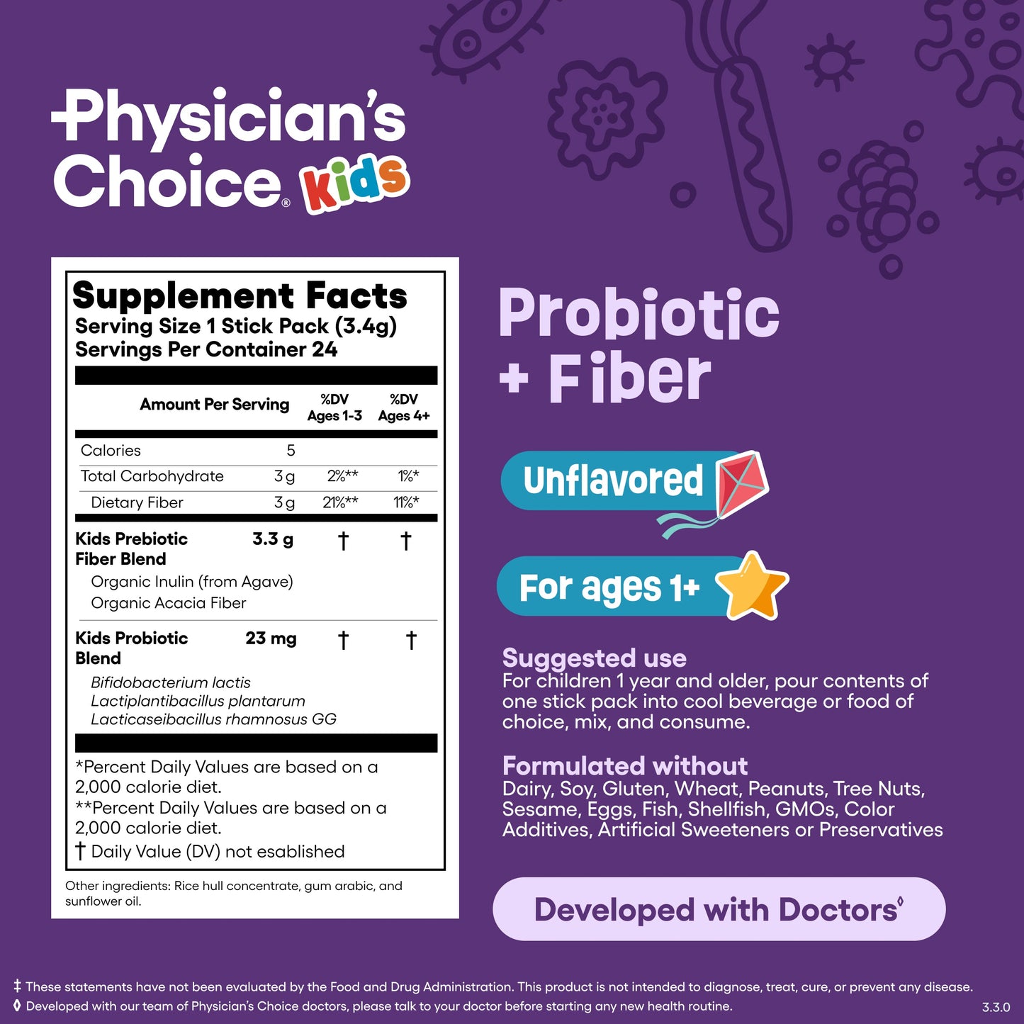 Kids Probiotic + Prebiotic Fiber Packets - Unflavored